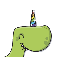 OfferZen's rainbow unicorn dinosaur mascot