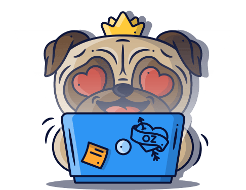 A dog with a computer